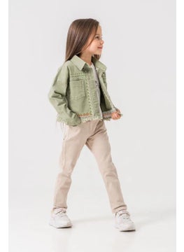 Miniğimin Cicileri My Little Ones (5-8 Years Old) Embroidered Pocket Girl's Jacket Set - Green  - Image 5