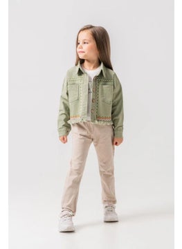 Miniğimin Cicileri My Little Ones (5-8 Years Old) Embroidered Pocket Girl's Jacket Set - Green  - Image 2