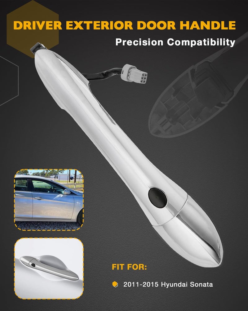 Gledewen Passenger Door Handle, Compatible with 2011-2015 Hyundai Sonata, with Sensor and Smart Keyless Entry System, Front Exterior Right Side Outside handle | OE# 82651-3S210, 82652-3S030, Outer door handle - Image 2