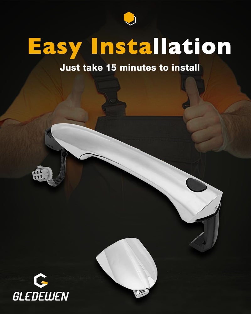 Gledewen Passenger Door Handle, Compatible with 2011-2015 Hyundai Sonata, with Sensor and Smart Keyless Entry System, Front Exterior Right Side Outside handle | OE# 82651-3S210, 82652-3S030, Outer door handle - Image 5