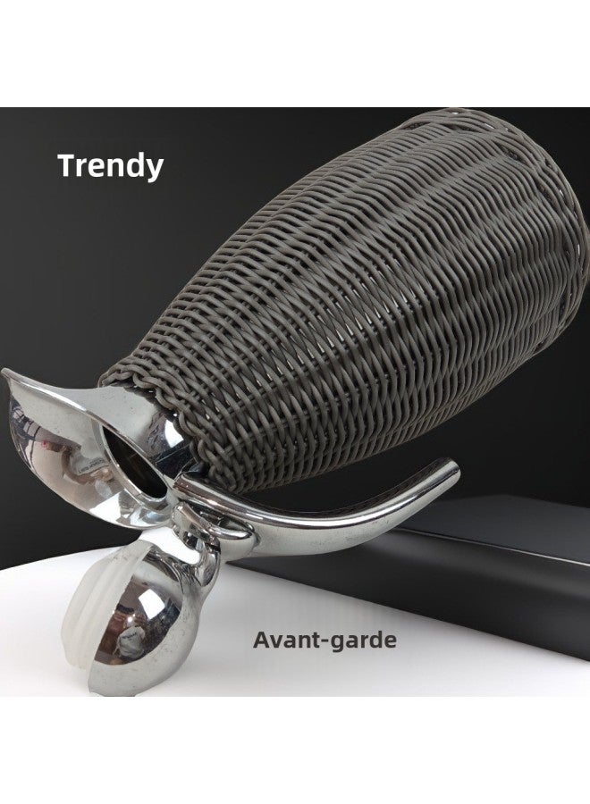 Imitation Rattan Hand Woven Kettle Coat Decoration Fresh Wind Simple Furniture Supplies-Colour:Grey-Capacity:201 Ordinary 1.5l - Image 2