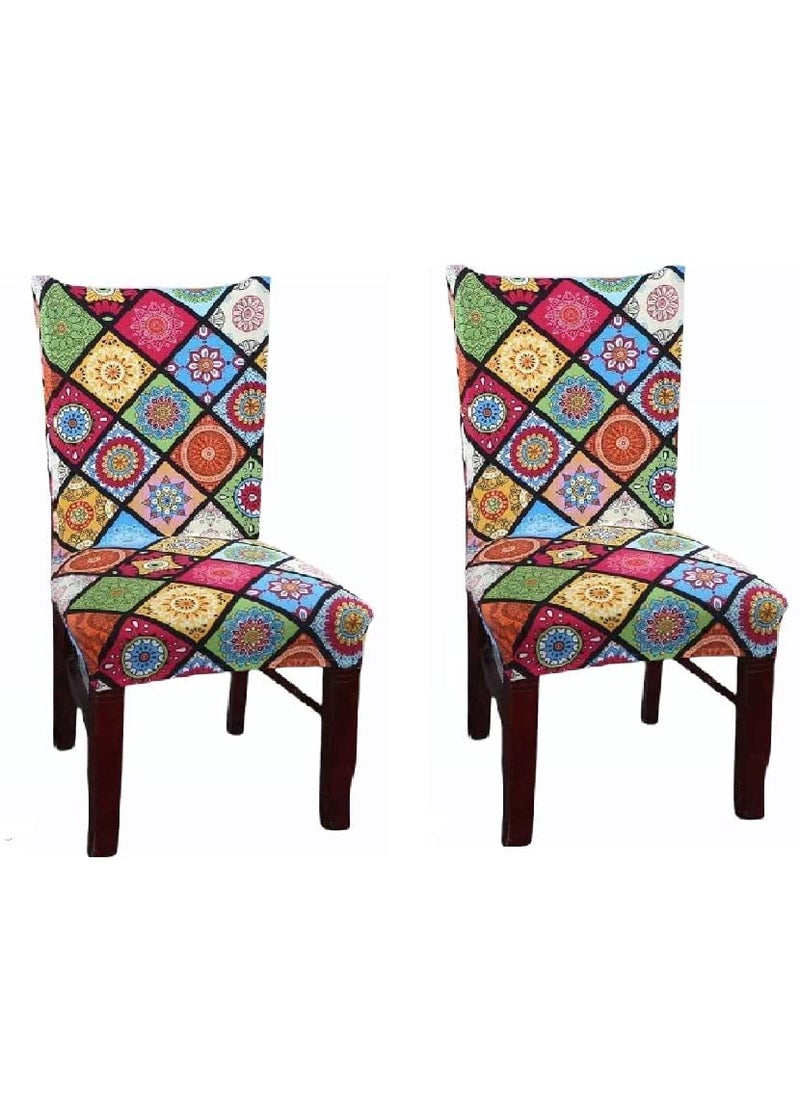 YUKU YUKU Printed Elastic Fitted Protector Stretchable Washable Dining Chair Cover Seat Slipcover  - Image 1