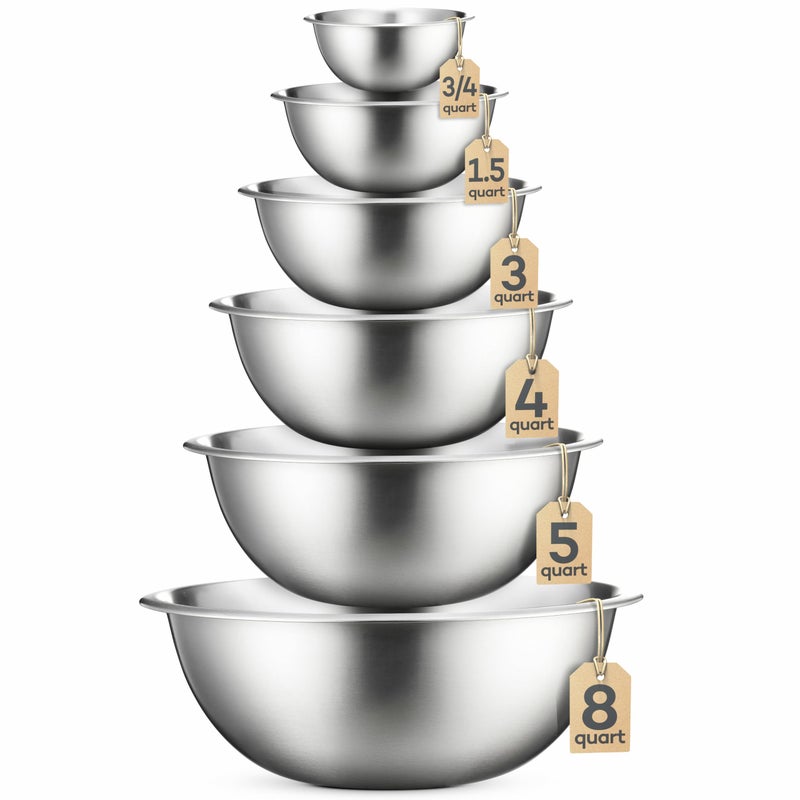 FineDine Stainless Steel Mixing Bowls Set for Kitchen Dishwasher Safe Nesting Bowls for Cooking Baking Meal Prepping - Image 1