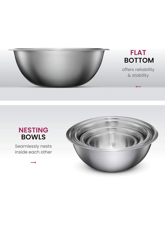 FineDine Stainless Steel Mixing Bowls Set for Kitchen Dishwasher Safe Nesting Bowls for Cooking Baking Meal Prepping - Image 4