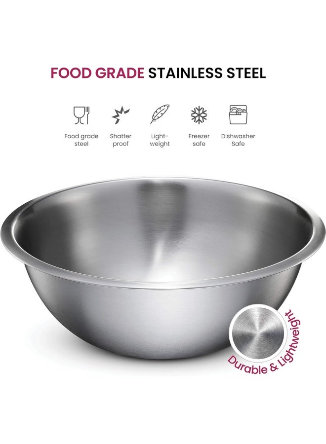 FineDine Stainless Steel Mixing Bowls Set for Kitchen Dishwasher Safe Nesting Bowls for Cooking Baking Meal Prepping - Image 3
