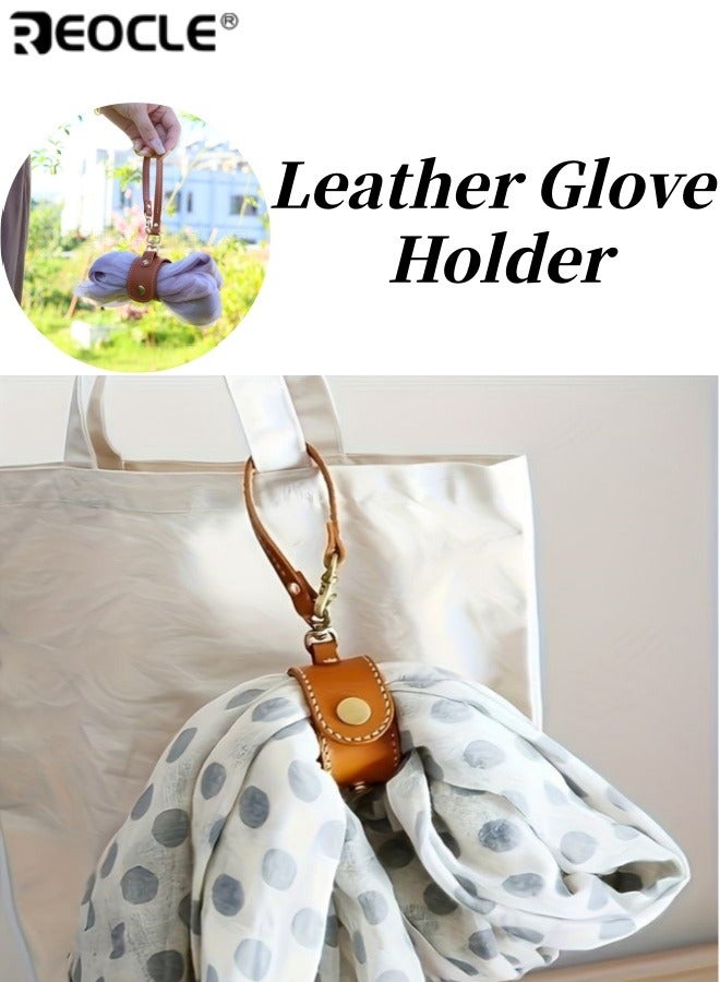 REOCLE Leather Glove Holder with Clasp Design and Adjustable Strap Multi Purpose Organizer with Durable Material for Handbag Outdoor Camping Use - Image 1