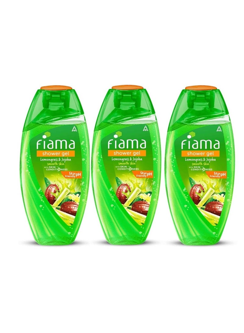 فياما جل الاستحمام فيماما، غسول الجسم بعشب الليمون والجوجوبا مع مرطبات البشرة لبشرة ناعمة، 250 مل، عبوة من 3 قطع - Image 1