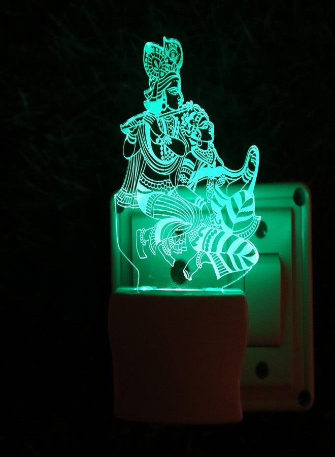 UKANI GOD Radha Krishna 3D Illusion Acrylic Night Lamp, 7 Colors RGB Auto Colour Changing LED Plug and Play Night Light, Office Light, Best Gift - Pack of 1 (SD107,Multicolour, 3 Inch) - Image 3