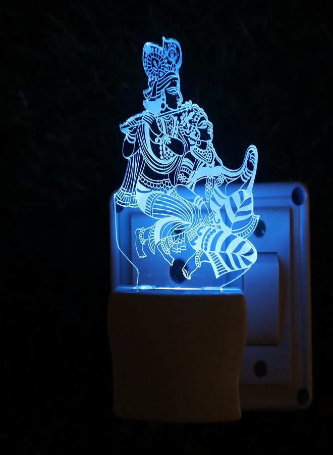 UKANI GOD Radha Krishna 3D Illusion Acrylic Night Lamp, 7 Colors RGB Auto Colour Changing LED Plug and Play Night Light, Office Light, Best Gift - Pack of 1 (SD107,Multicolour, 3 Inch) - Image 1