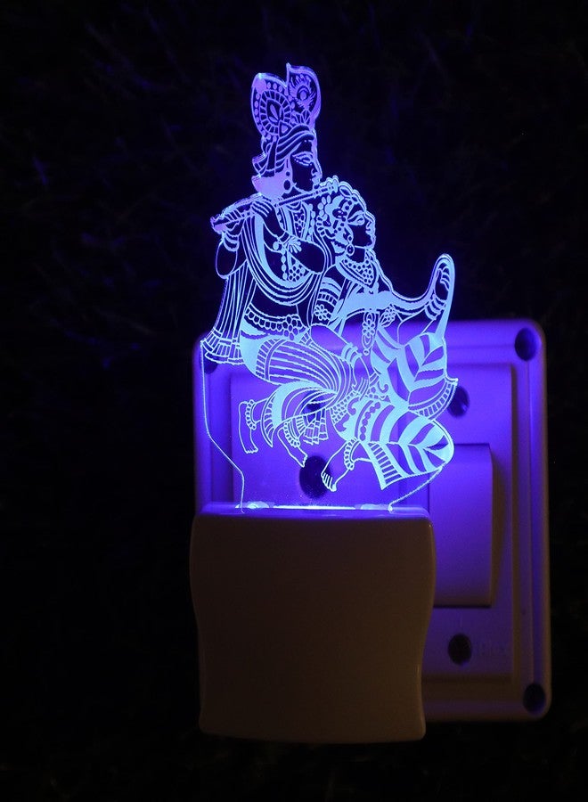 UKANI GOD Radha Krishna 3D Illusion Acrylic Night Lamp, 7 Colors RGB Auto Colour Changing LED Plug and Play Night Light, Office Light, Best Gift - Pack of 1 (SD107,Multicolour, 3 Inch) - Image 5