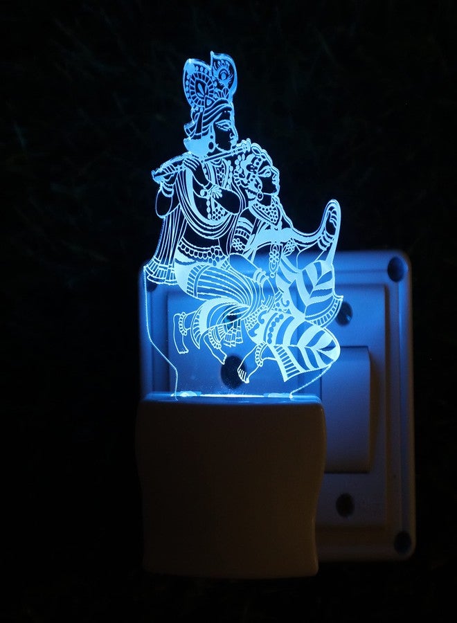 UKANI GOD Radha Krishna 3D Illusion Acrylic Night Lamp, 7 Colors RGB Auto Colour Changing LED Plug and Play Night Light, Office Light, Best Gift - Pack of 1 (SD107,Multicolour, 3 Inch) - Image 4