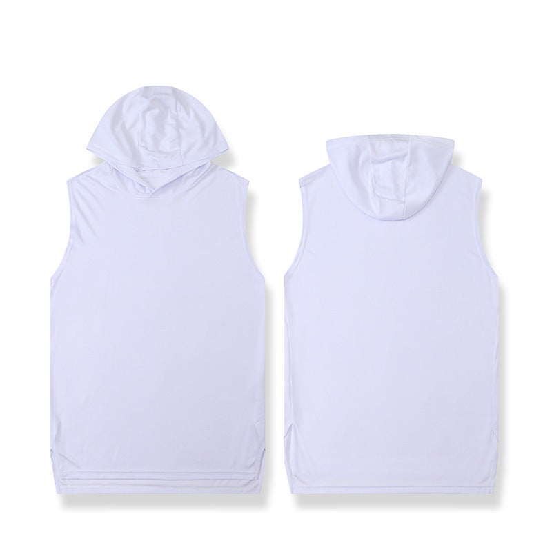 Generic Mens Quick-Dry Basketball Jersey Split-Hem Hoodie GY-9351-white vest hoodie