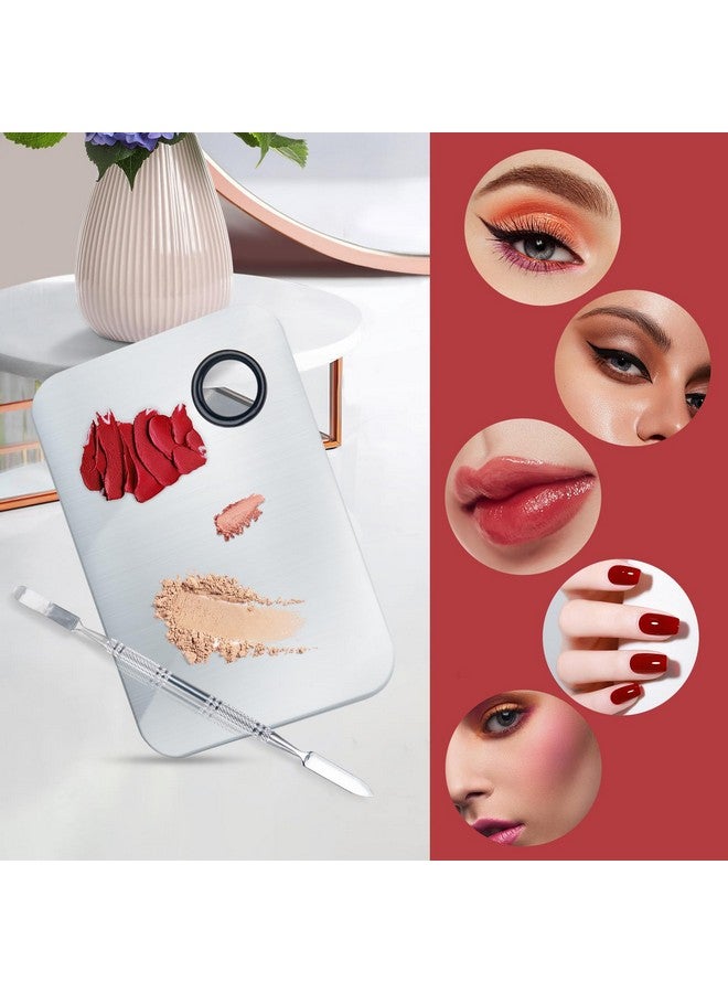 ALIOBC Makeup Mixing Palette Upgrad Stainless Steel Metal Mixing Tray With Spatula Artist Tool For Mixing Foundation Nail Art - Image 4