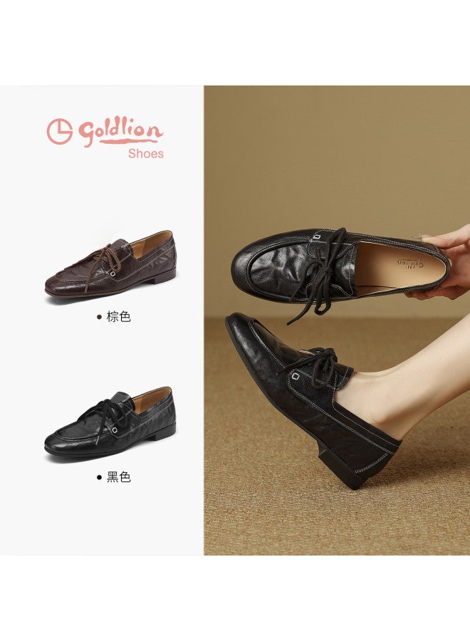 Goldlion Comfortable Chunky Heel Loafers Women 26 New Arrival Women's Shoes Sheep Insole Commuting Flats Women - Image 5