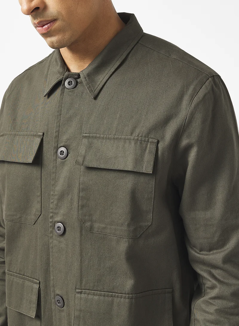 BRAVE SOUL Button Through Pocket Design Shacket