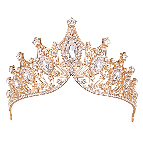 Vofler Crowns for Women, Gold Tiaras - Baroque Medieval Renaissance Crystal Headband for Queen Bride Princess Girl Birthday Festival Halloween Costumes Cosplay Party Wedding Prom Pageant Homecoming - Image 1