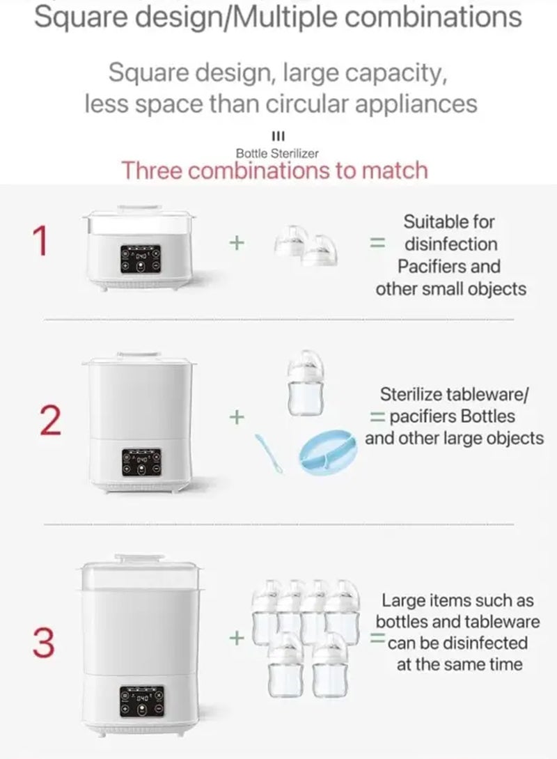 EzzySo Baby Bottle Sterilizer Electric Steam Sterilization Bottle Warmer and Bottle Dryer 5 in 1 Baby Milk Warmer and Sterilizer Universal Fit for All Baby Items Accessories - Image 5