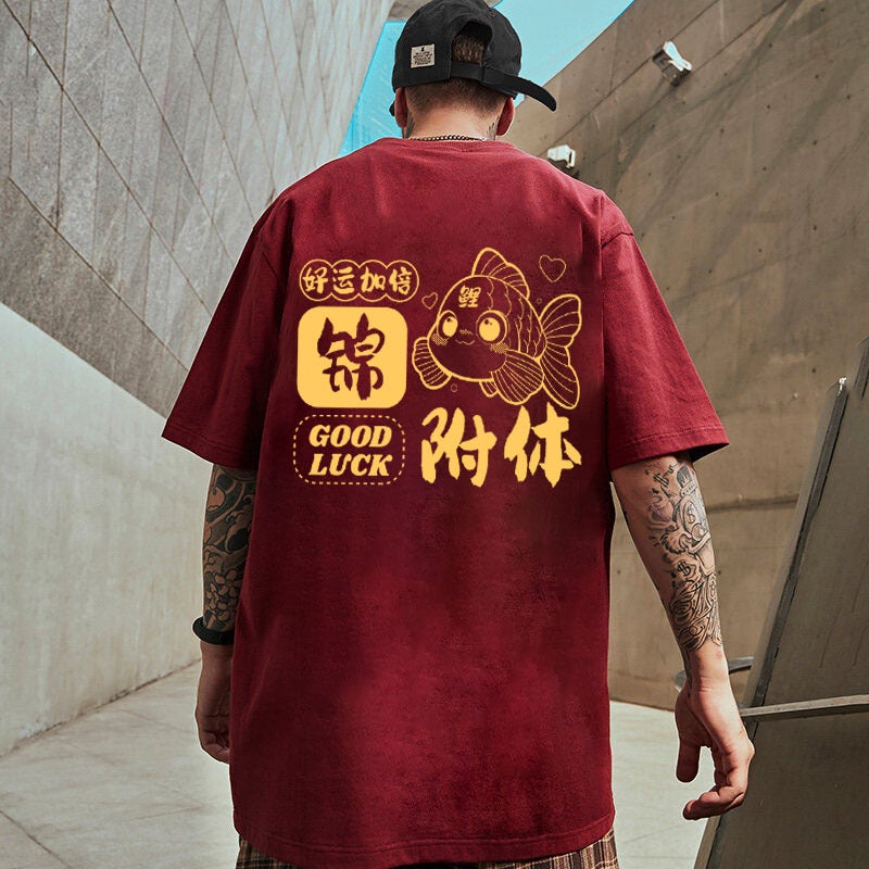 Short-Sleeved T-Shirt Arrival Korean Style High Street Hip Hop Ins Boyfriend Style Loose Top Summer Shoulder-Drop Casual - Image 2