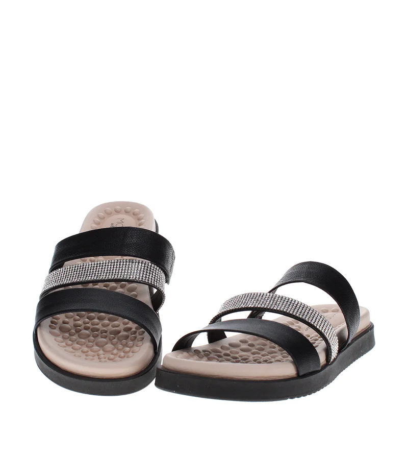 Modare  MODARE Flat Comfort Sandals for Ladies – BLACK Comfort Sandals with Slip On | Comfortable PU Upper & TPR Sole for Women | Best Price UAE