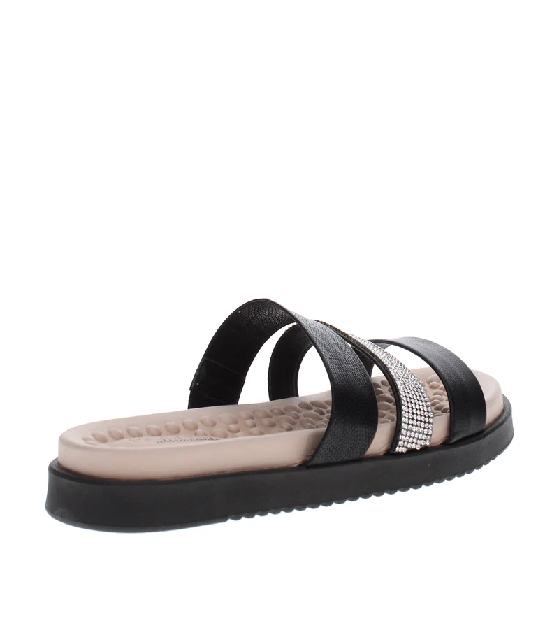 Modare  MODARE Flat Comfort Sandals for Ladies – BLACK Comfort Sandals with Slip On | Comfortable PU Upper & TPR Sole for Women | Best Price UAE