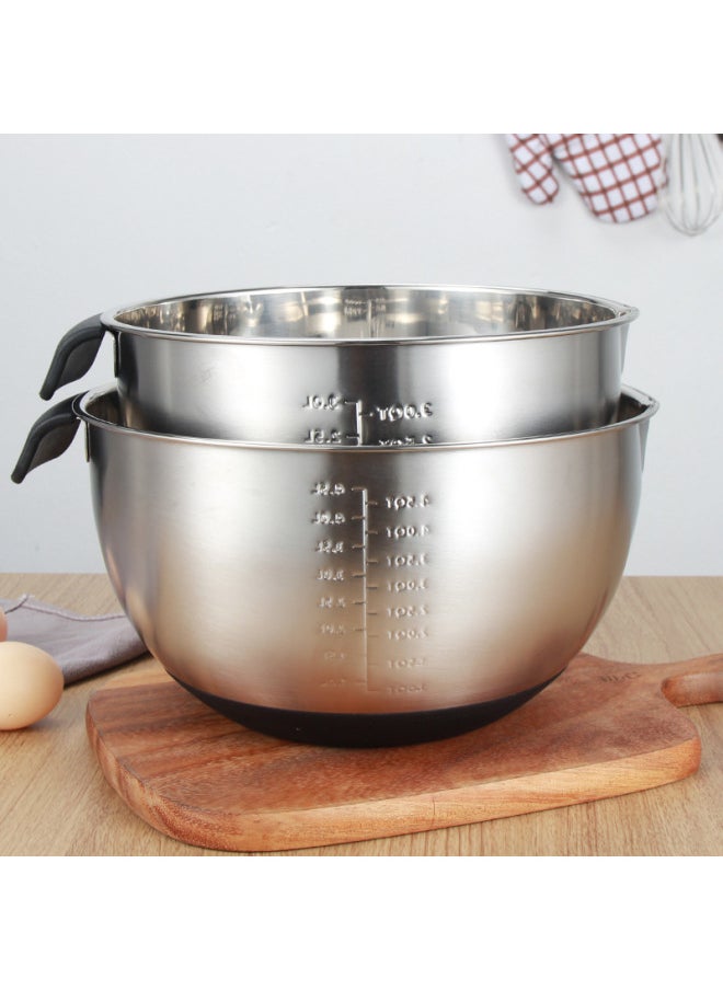 Generic - Baking Tools Stainless Steel Silicone Bottom Beating Egg Basin Deepening Thickening Mixing Household Beating Cream Basin With Handle-Specifications:Inner Diameter 18cm-Color:Black Mother And Child Cover - Image 1