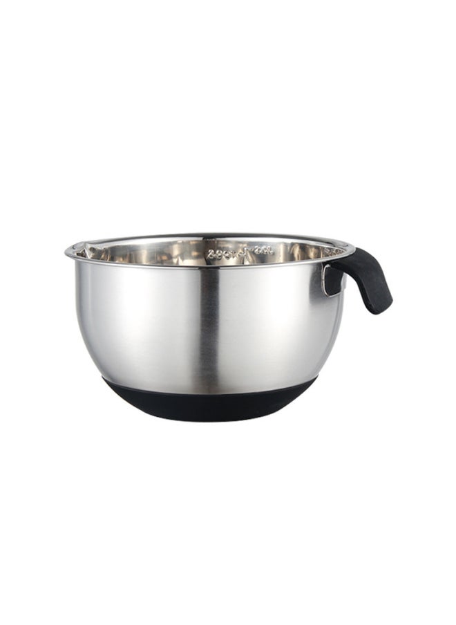 Generic - Baking Tools Stainless Steel Silicone Bottom Beating Egg Basin Deepening Thickening Mixing Household Beating Cream Basin With Handle-Specifications:Inner Diameter 18cm-Color:Black Mother And Child Cover - Image 1
