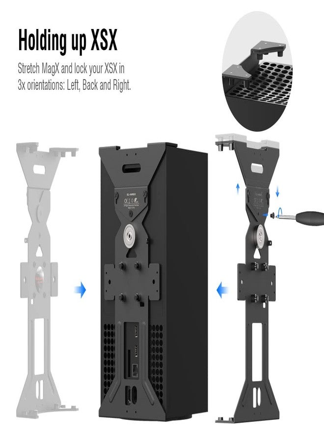ElecGear Magnetic Wall Mount for Xbox Series X, Metallic Support Bracket with Gaming Headset Hook, Magnets and Built-in Level Design - Mount XSX Vertical, Horizontal or Under The Desk - Image 3
