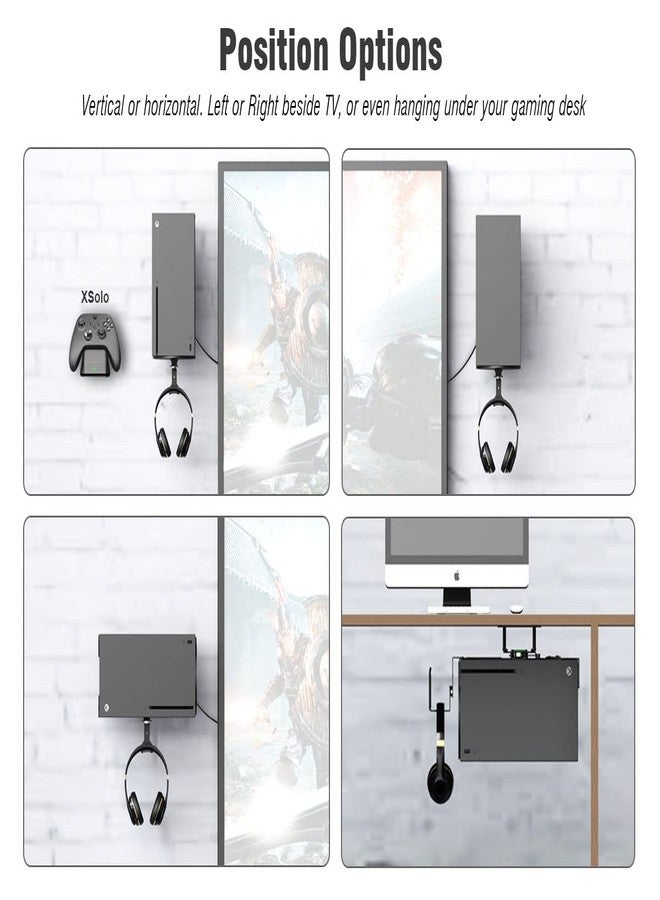 ElecGear Magnetic Wall Mount for Xbox Series X, Metallic Support Bracket with Gaming Headset Hook, Magnets and Built-in Level Design - Mount XSX Vertical, Horizontal or Under The Desk - Image 2