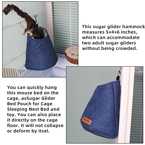 HardcorePet Sugar Glider Bed Pouch for Cage Sleeping Nest Bed, Warm Pouch for Cage Accessories, Sugar Gliders Hammock Pouch Sack Swing Hanging Bed Bedding (Blue) - Image 4