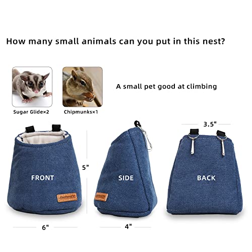 HardcorePet Sugar Glider Bed Pouch for Cage Sleeping Nest Bed, Warm Pouch for Cage Accessories, Sugar Gliders Hammock Pouch Sack Swing Hanging Bed Bedding (Blue) - Image 3