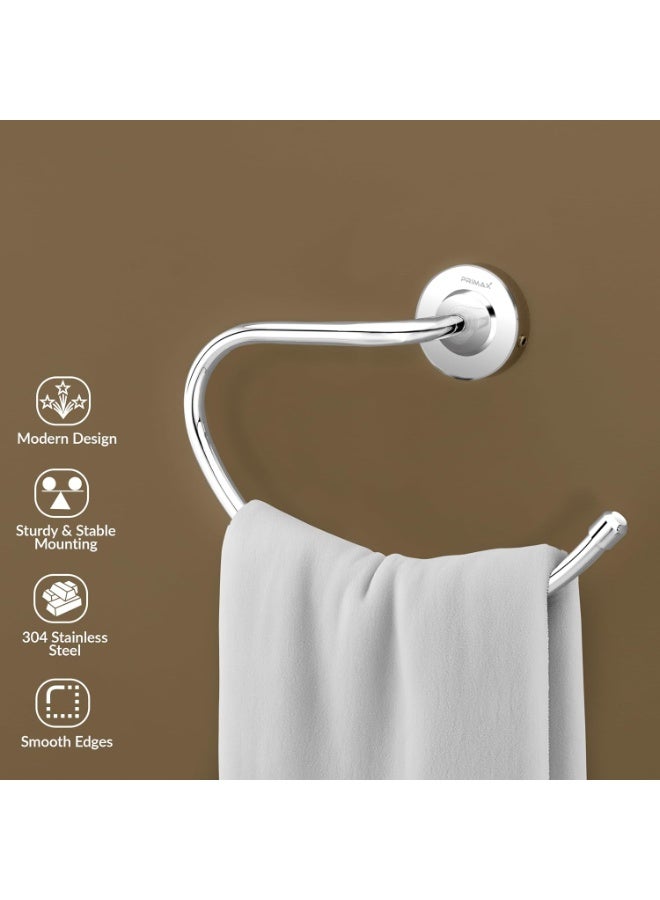 Plantex (Primax) 304 Grade Stainless Steel Towel Ring for Wash Basin/Napkin Hanger for Bathroom/Hand Towel Holder/Bathroom Accessories - Daizy (Round,Chrome) - Image 3