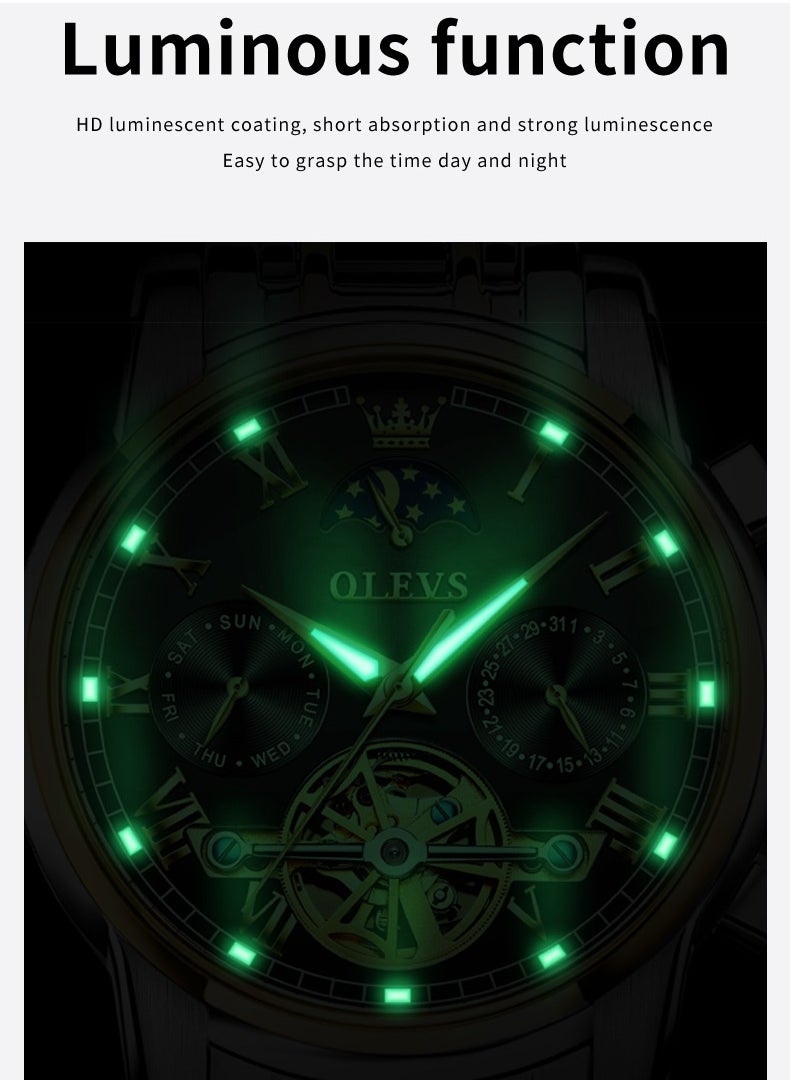OLEVS OLEVS Watches Men Automatic,Self Winding Skeleton Watches for Men Tourbillon,Stainless Steel  - Image 5
