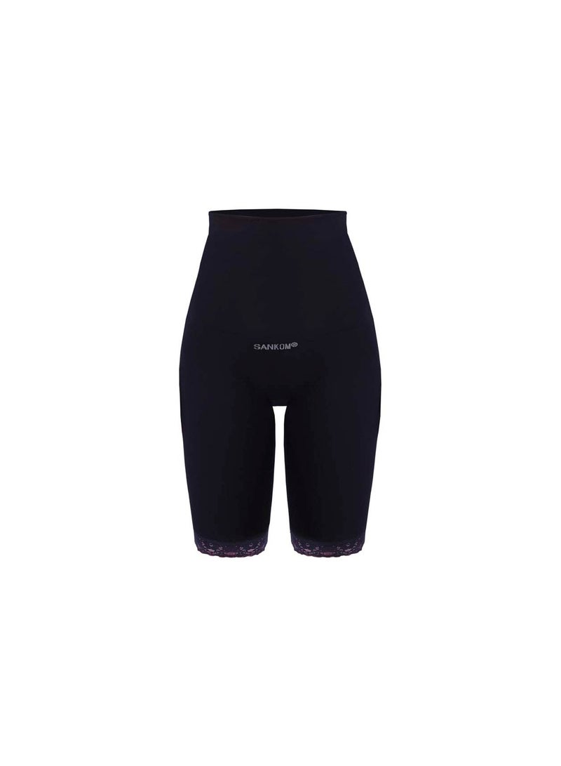 Sankom - Patent Short Shaper with Lace, Black S/M - Image 1