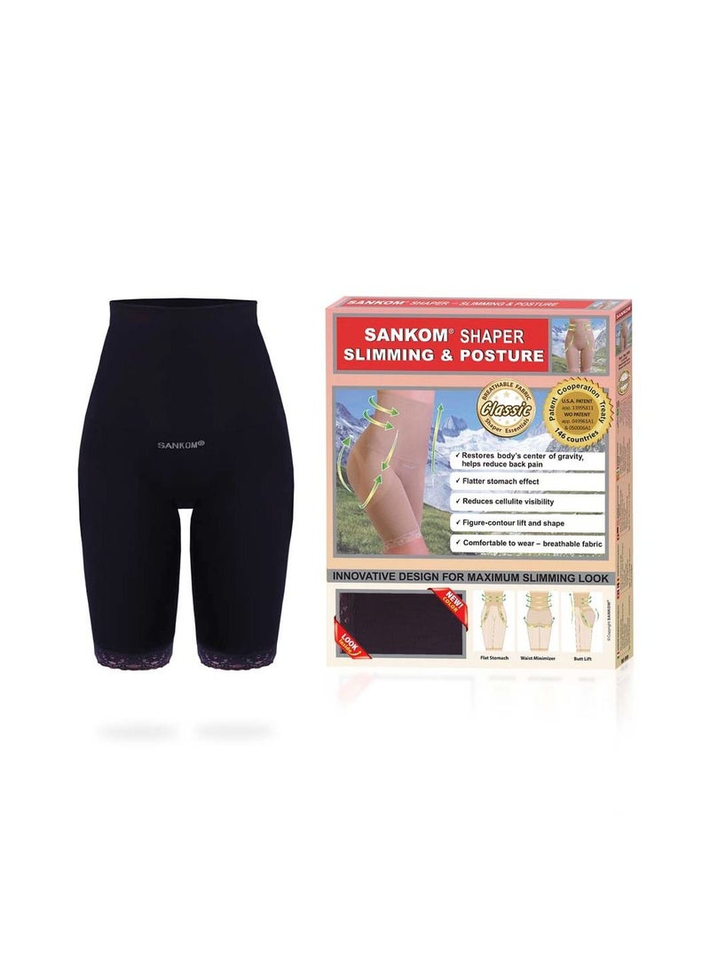 Sankom - Patent Short Shaper with Lace, Black S/M - Image 3