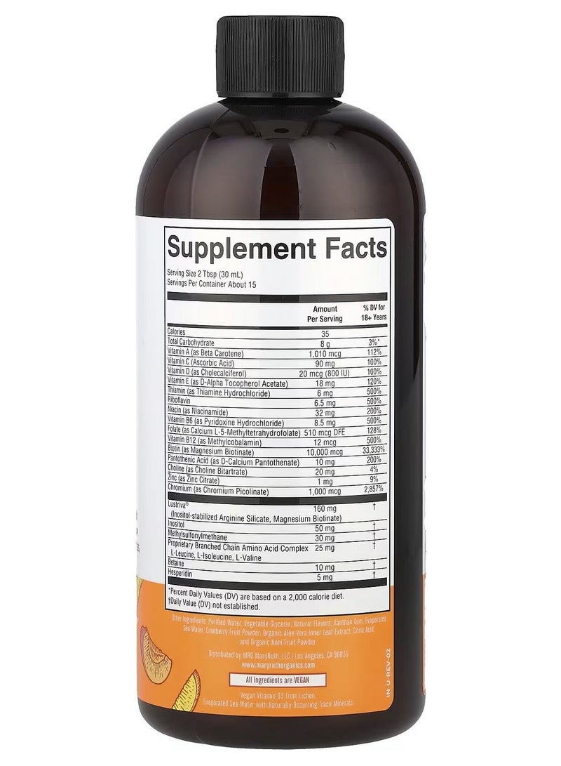 Mary Ruth's Liquid Morning Multivitamin + Hair Growth, Peach Mango, 15.22 fl oz - Image 2