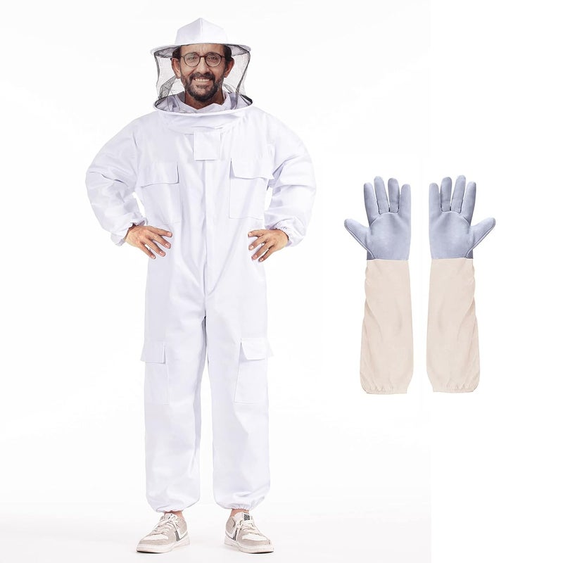 LONGADS Professional Bee Suits for Men Women Sting Proof with Round Veil, Sting-Proof Full Body Protection Beekeeping Suit with Glove, Safety Ventilated Bee Keeper Suit(Beekeeper Gear) - Image 1