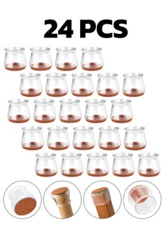sokany 24 PCS Chair Leg Floor Protectors, Chair Leg Protectors for Hardwood Floors, Floor Protectors for Chairs with Felt Pads for Chair Legs, Table Legs or Other Furniture Legs (Clear/Brown)  - Image 1