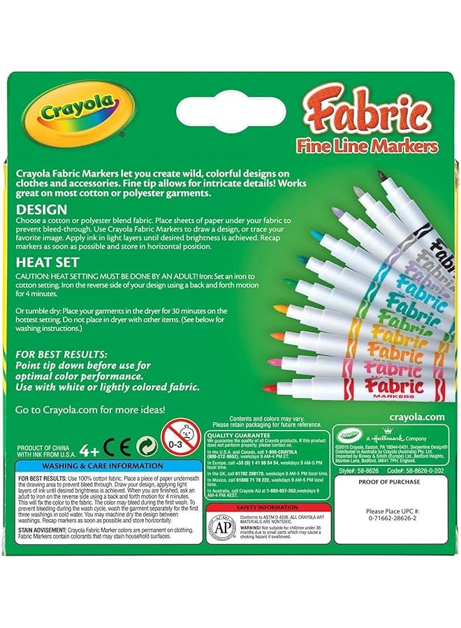 Crayola 10 Ct. Fine Line Fabric Markers 1 Of Piece  - Image 3