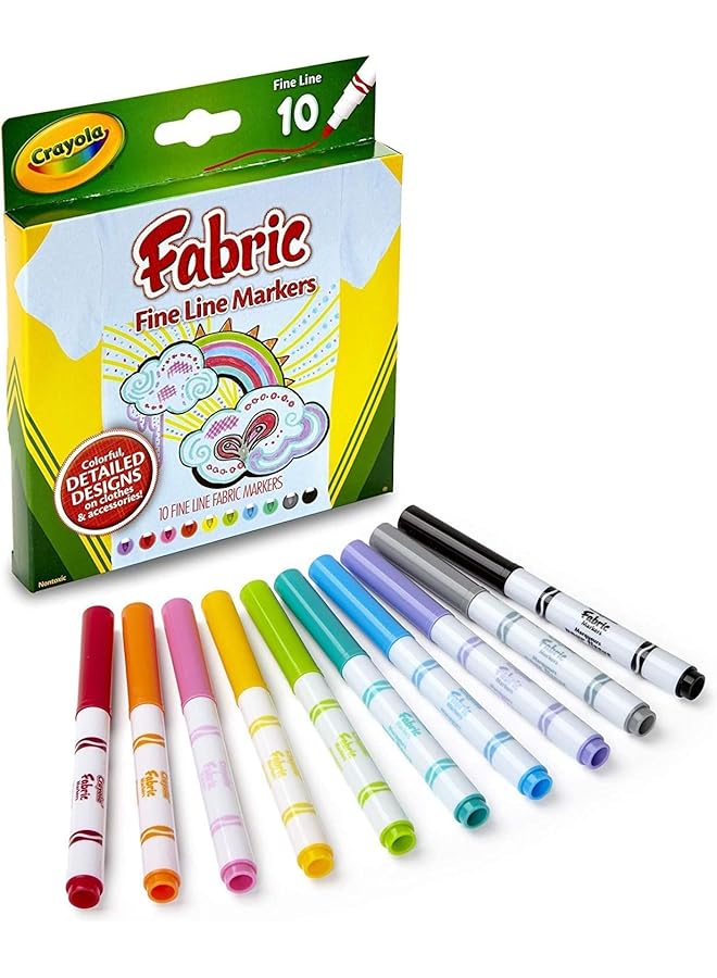 Crayola 10 Ct. Fine Line Fabric Markers 1 Of Piece  - Image 1