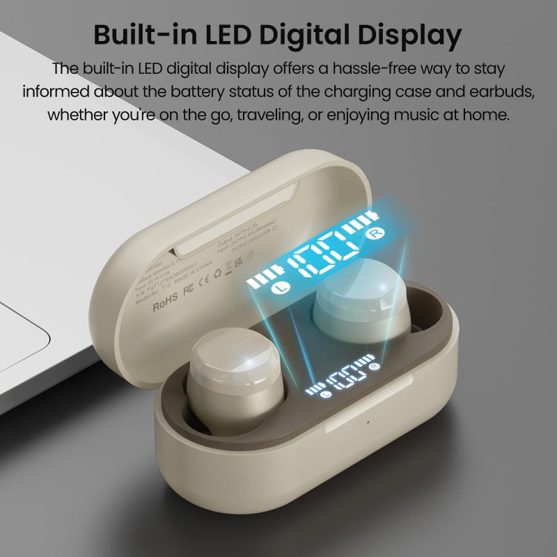 TOZO T12 Wireless Earbuds Bluetooth 5.3 Headphones, Call ENC Noise Cancelling Mic, 55Hrs Playtime App Customize EQ IPX8 Waterproof LED Digital Display Premium Sound Headset - Image 2