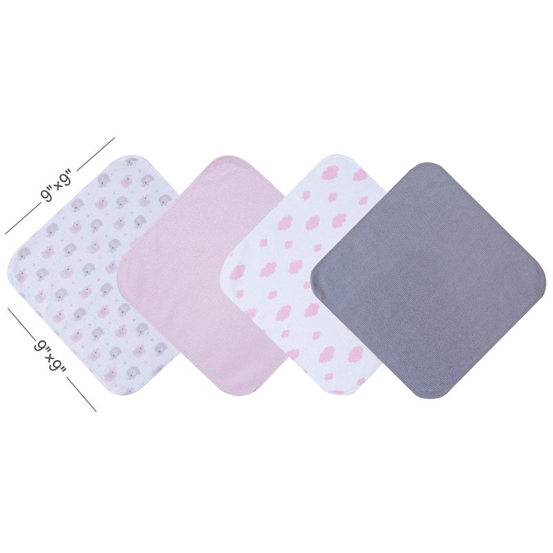 Viviland Baby Washcloths, 24Pack Baby Towels for Newborn, Baby Girl Wash Cloths, and Infant Bath Face Washcloths Soft Absorbent, Gentle on Sensitive Skin Body, 9x9 Pink Elephant - Image 2