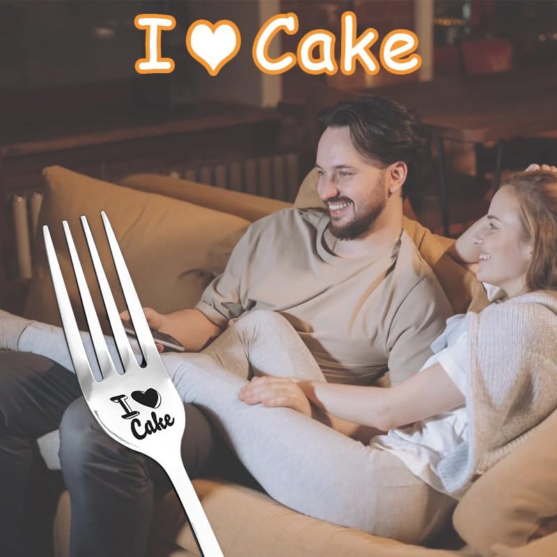 Sisadodo Anniversary Christmas Gifts for Women Men I Cake Fork for Son Daughter Cake Lover Gifts for Boyfrind Girlfriend Birthday Gifts Mom Dad for Grandma Grandpa Cake Forks - Image 5
