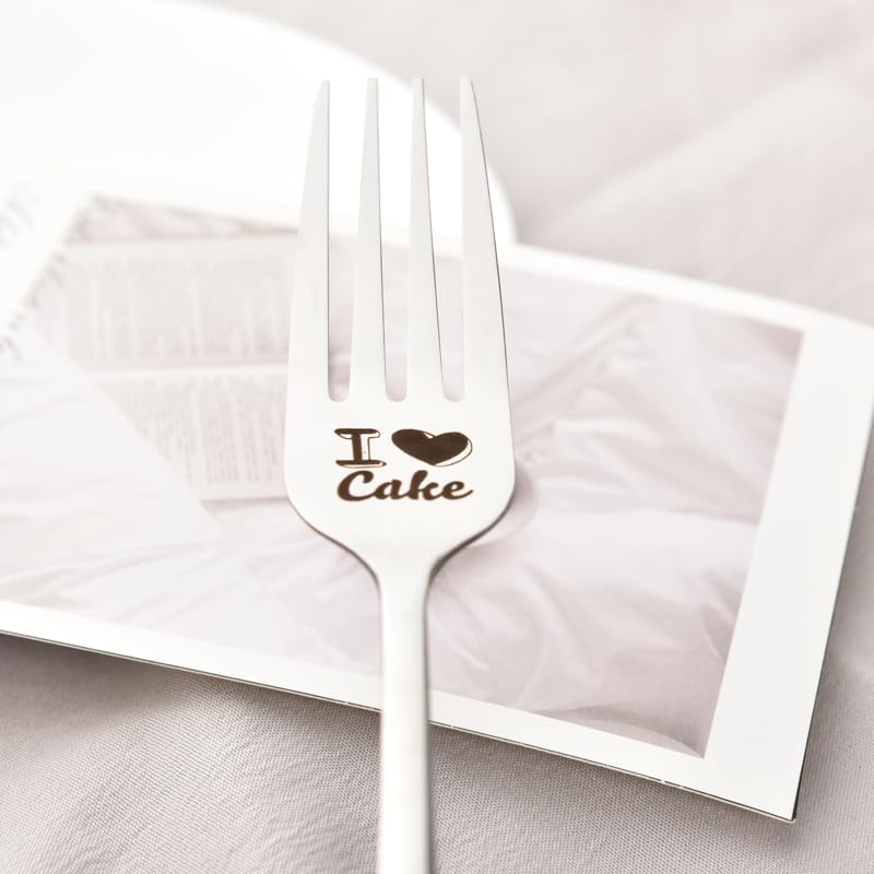 Sisadodo Anniversary Christmas Gifts for Women Men I Cake Fork for Son Daughter Cake Lover Gifts for Boyfrind Girlfriend Birthday Gifts Mom Dad for Grandma Grandpa Cake Forks - Image 4