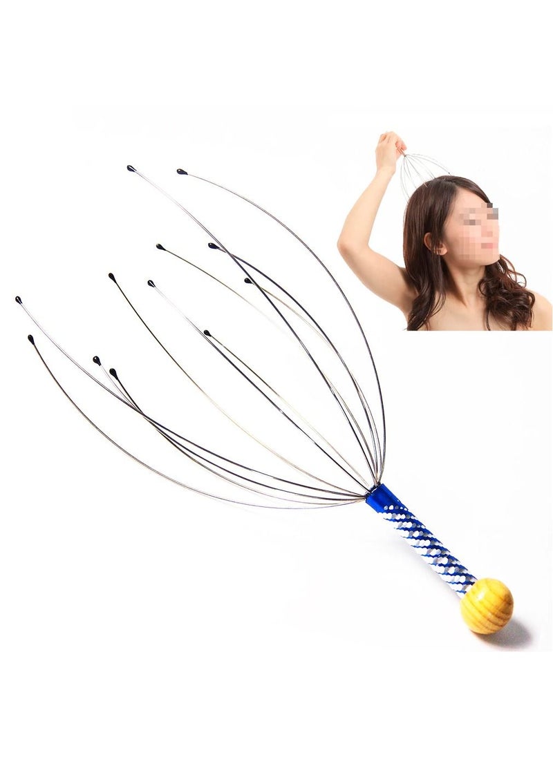DubaiGallery Head Scalp Massagers, 12 Fingers Head Massage Hand-held, Head Massager Scalp Scratcher for Deep Relaxation, Stress Relief and Hair Stimulation SS handle  - Image 2