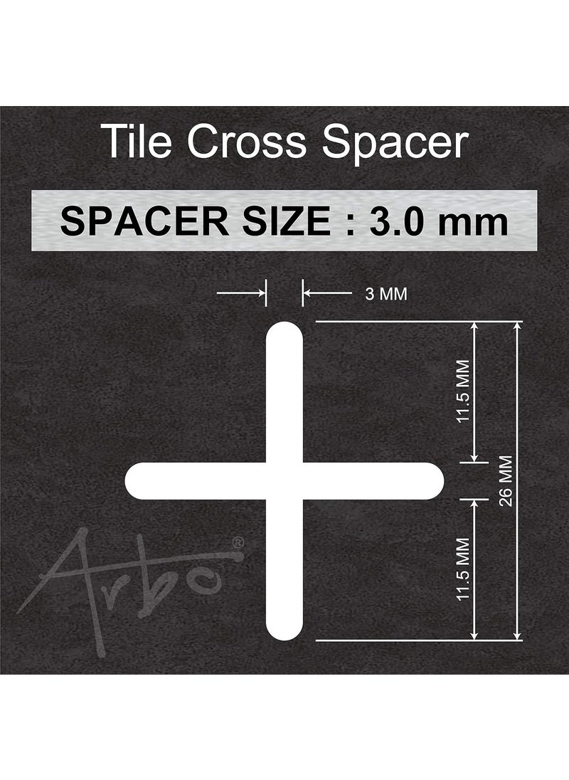 aürbo - ARBO Tile SpacerTile Levelling System Plastic Use for Wall Floor Tiles 2mm 3mm 4mm 5mm Pack of 200 3 mm - Image 1