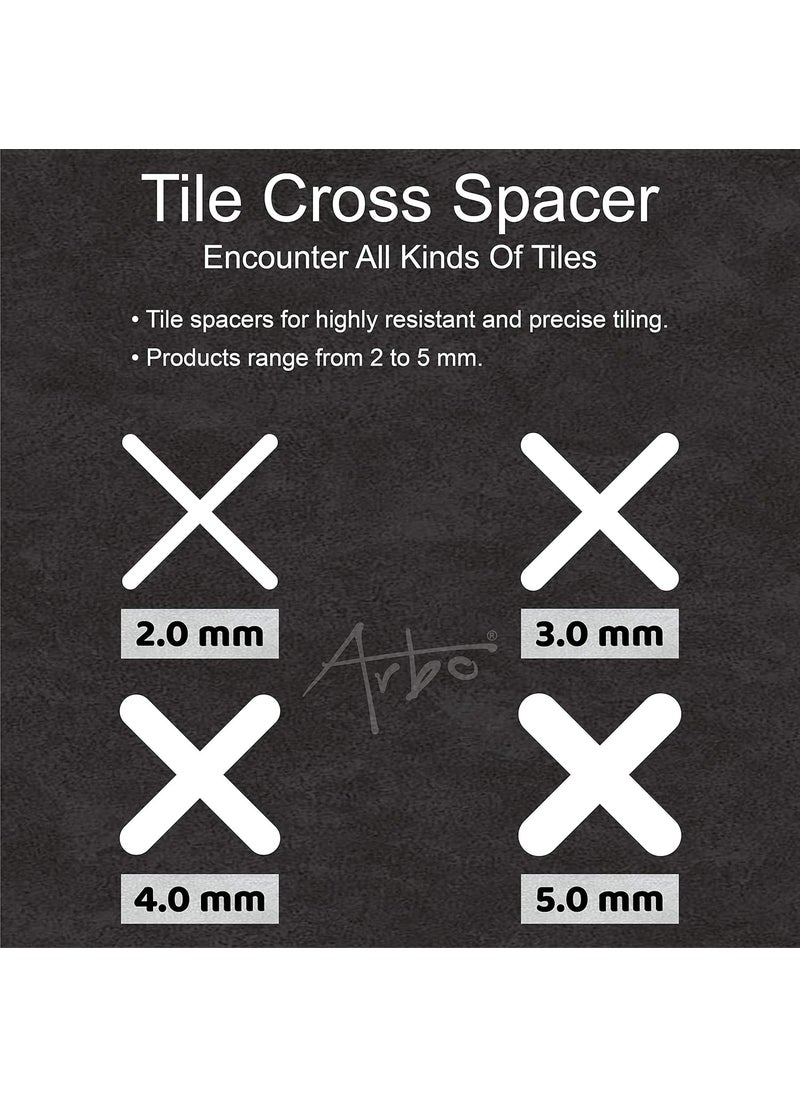 aürbo - ARBO Tile SpacerTile Levelling System Plastic Use for Wall Floor Tiles 2mm 3mm 4mm 5mm Pack of 200 3 mm - Image 1