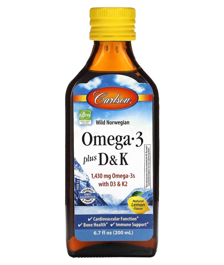 Carlson Omega 3 Plus D & K Natural Lemon 1430 mg  6.7 fl oz (200 ml)