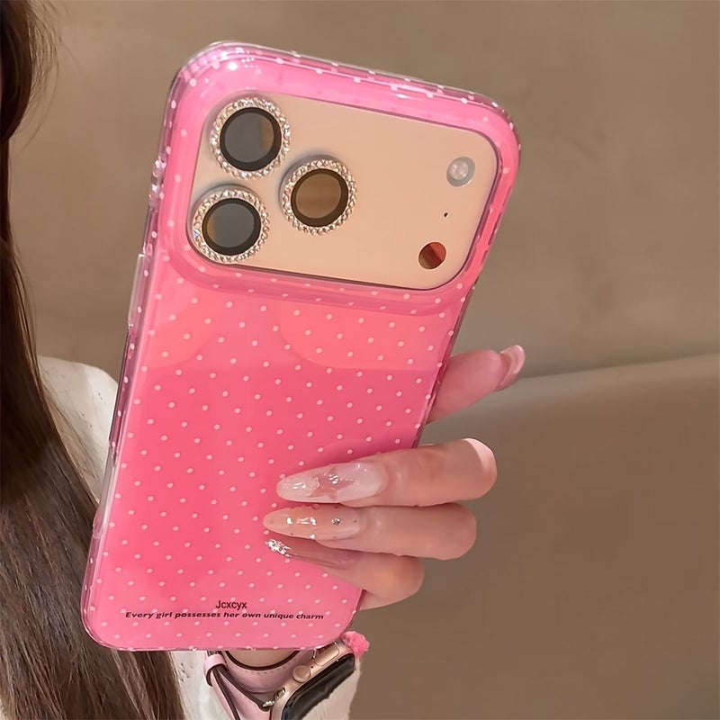 Orange Soft Shockproof Jelly Phone Case For iPhone 17 Pro Max Simple Polka Dot Candy Color Stylish Glossy Back Cover - Image 2