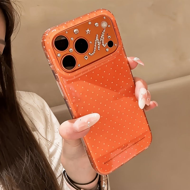Orange Soft Shockproof Jelly Phone Case For iPhone 17 Pro Max Simple Polka Dot Candy Color Stylish Glossy Back Cover - Image 1