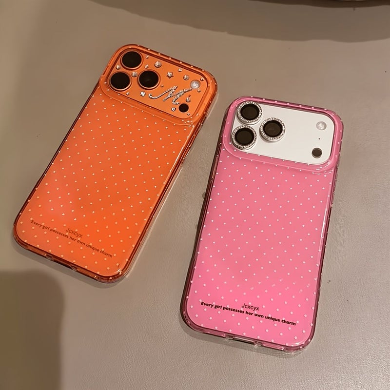 Orange Soft Shockproof Jelly Phone Case For iPhone 17 Pro Max Simple Polka Dot Candy Color Stylish Glossy Back Cover - Image 4